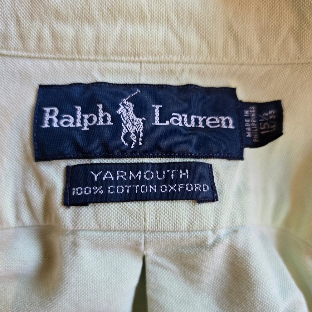 Ralph Lauren Yarmouth Mint Green Oxford Shirt Mens 15.5 34/35 Cotton Button Down - Picture 2 of 7